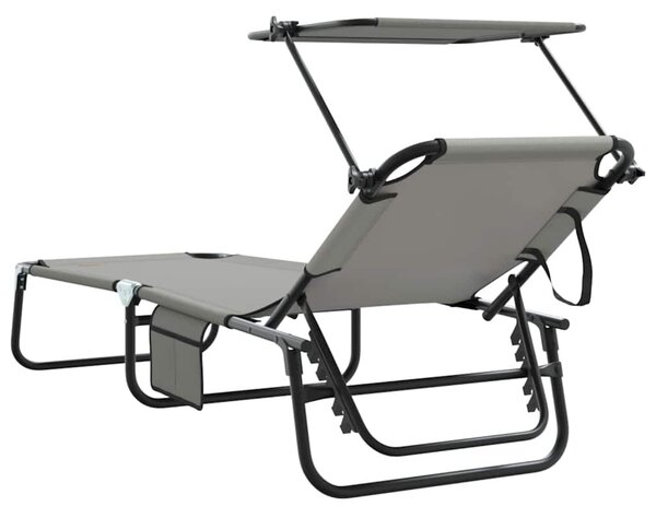 VidaXL Összecsukható nyugágy párnával Szürke 56 x 190 x 81cm szövet