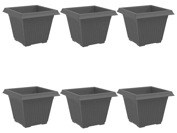 VidaXL Négyzet Virágcserép 6 pcs Fekete 38 x 38 x 30 cm Műanyag