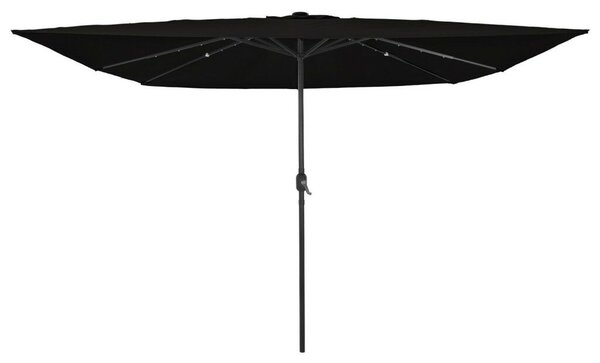 VidaXL Négyszögletű Kerti Napernyő LED Fényekkel 295x245 cm Fekete