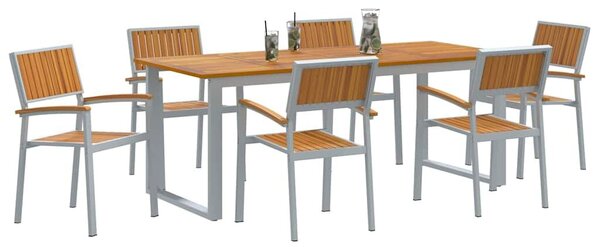 VidaXL Kert étkező szett 7 pcs Szürke és barna 200 x 90 x 75 cm