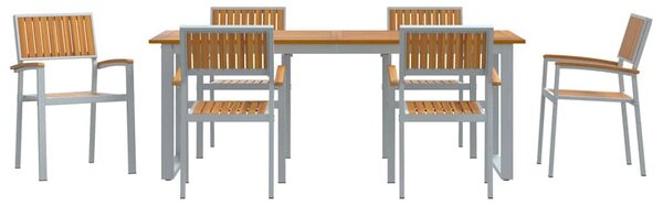 VidaXL Kert étkező szett 7 pcs Szürke és barna 200 x 90 x 75 cm