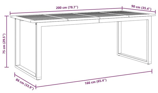 VidaXL Kert étkező szett 7 pcs Szürke és barna 200 x 90 x 75 cm