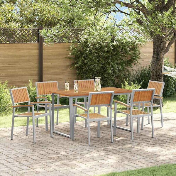 VidaXL Kert étkező szett 7 pcs Szürke és barna 140 x 80 x 75 cm