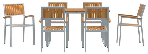 VidaXL Kert étkező szett 7 pcs Szürke és barna 140 x 80 x 75 cm