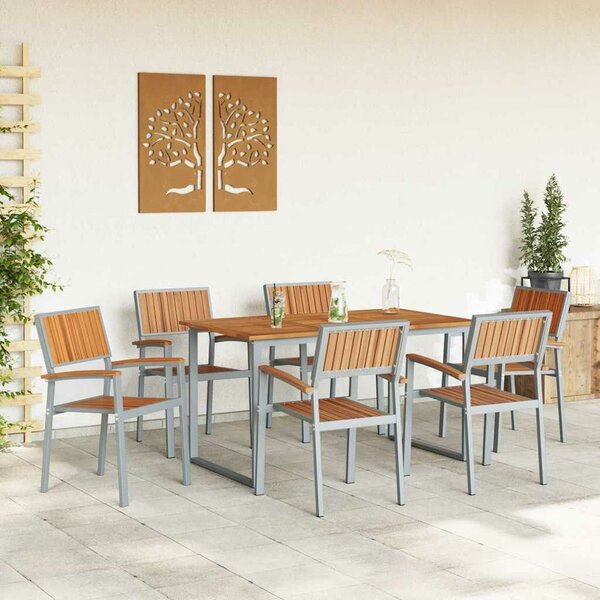 VidaXL Kert étkező szett 7 pcs Szürke és barna 140 x 80 x 75 cm