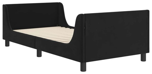 Gyerekágy kerettel fejtámlával Fekete 80 x 200 cm Bársony