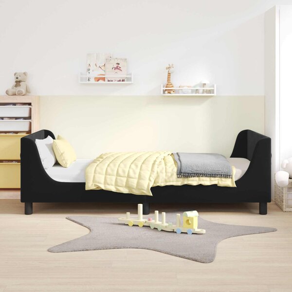 Gyerekágy kerettel fejtámlával Fekete 80 x 200 cm Bársony