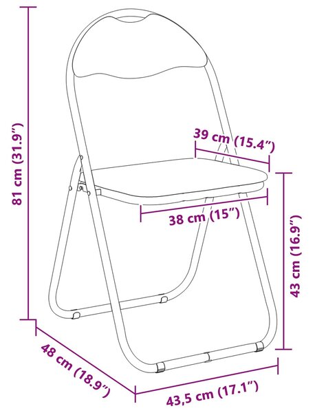 VidaXL Összecsukható szék 8 pcs Fekete 48 x 43,5 x 81 cm Műbőr