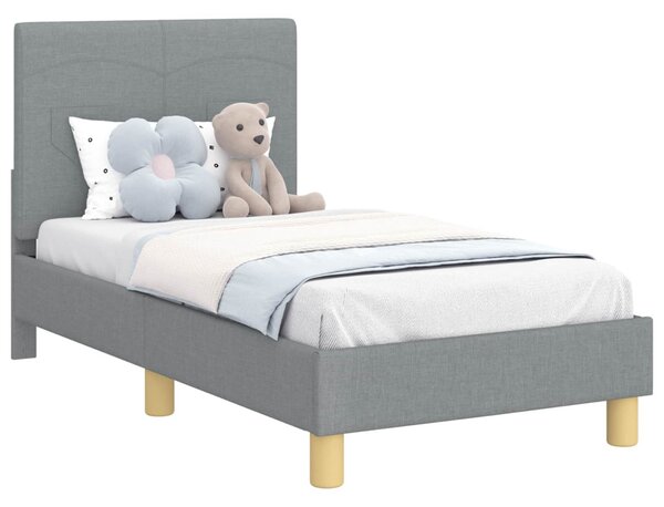 Gyerekágy keret fejtámlával Világosszürke 70 x 140 cm szövet