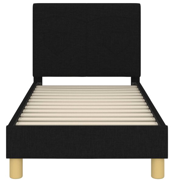 Gyerekágy keret fejtámlával Fekete 70 x 140 cm szövet