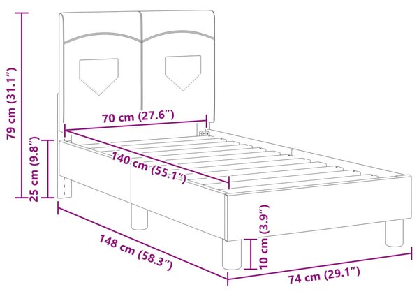 Gyerekágy keret fejtámlával Farmerkék 70 x 140 cm szövet
