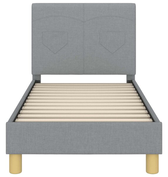 Gyerekágy keret fejtámlával Világosszürke 70 x 140 cm szövet