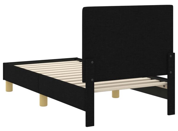 Gyerekágy keret fejtámlával Fekete 70 x 140 cm szövet