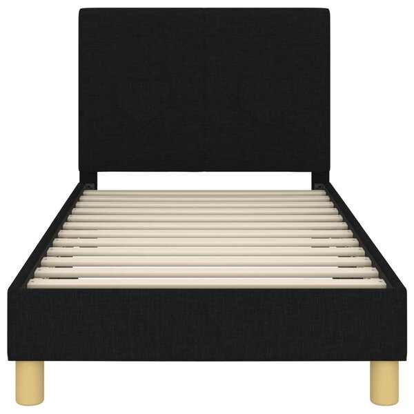 Gyerekágy kerettel fejtámlával Fekete 80 x 160 cm szövet