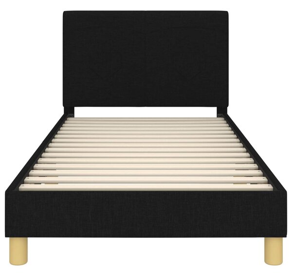 Gyerekágy kerettel fejtámlával Fekete 80 x 200 cm szövet