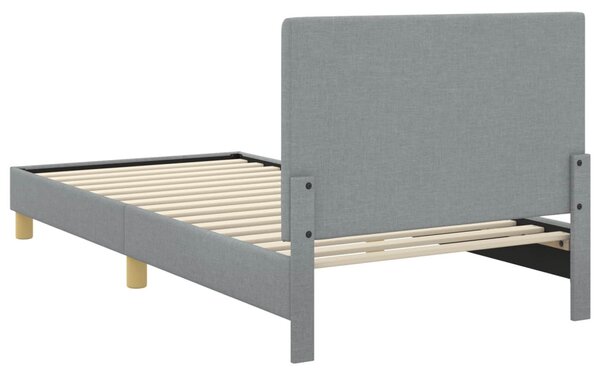 Gyerekágy kerettel fejtámlával Világosszürke 80 x 200 cm szövet