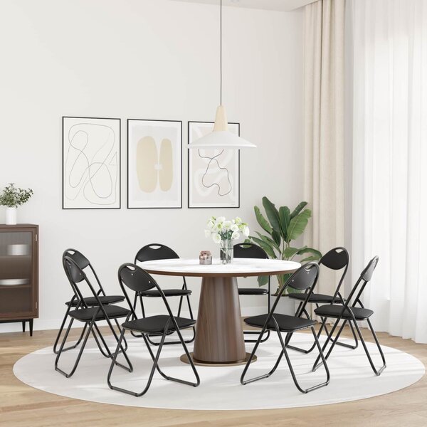 VidaXL Összecsukható szék, 8 db, fekete, 48 x 43,5 x 81 cm, műbőr