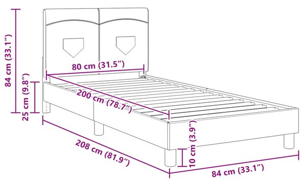 Gyerekágy kerettel fejtámlával Farmerkék 80 x 200 cm szövet
