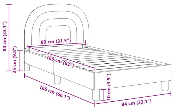 Gyerekágy kerettel fejtámlával Krém 80 x 160 cm Bársony