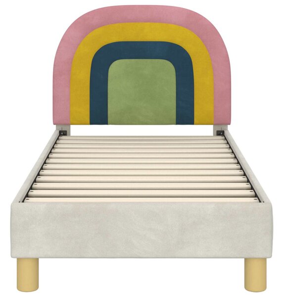 Gyerekágy keret fejtámlával Krém 70 x 140 cm Bársony