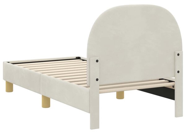 Gyerekágy keret fejtámlával Krém 70 x 140 cm Bársony