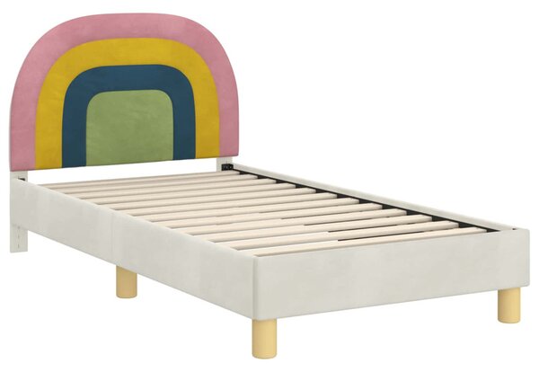 Gyerekágy kerettel fejtámlával Krém 80 x 160 cm Bársony