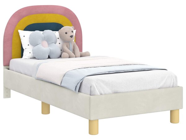 Gyerekágy keret fejtámlával Krém 70 x 140 cm Bársony