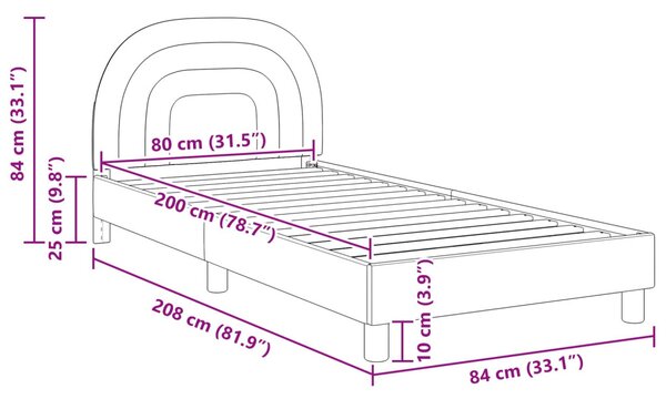 Gyerekágy kerettel fejtámlával Krém 80 x 200 cm Bársony