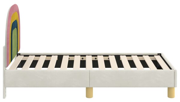 Gyerekágy keret fejtámlával Krém 70 x 140 cm Bársony