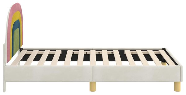 Gyerekágy kerettel fejtámlával Krém 80 x 160 cm Bársony