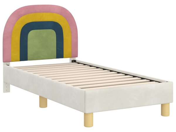 Gyerekágy keret fejtámlával Krém 70 x 140 cm Bársony
