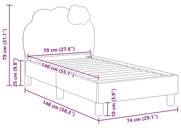 Gyerekágy keret fejtámlával Rózsaszín 70 x 140 cm PU