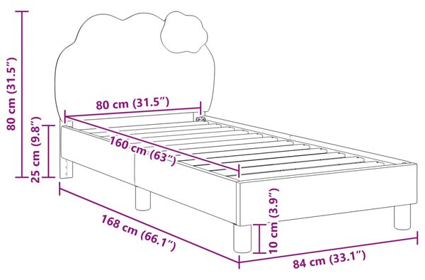 Gyerekágy kerettel fejtámlával Kék 80 x 160 cm PU