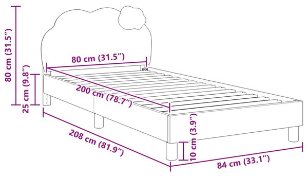 Gyerekágy kerettel fejtámlával Rózsaszín 80 x 200 cm PU