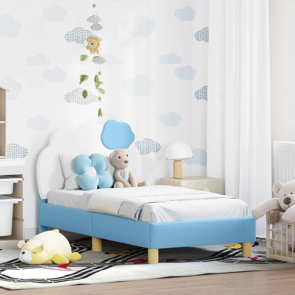 Gyerekágy keret fejtámlával fejtámlával Kék 70 x 140 cm PU