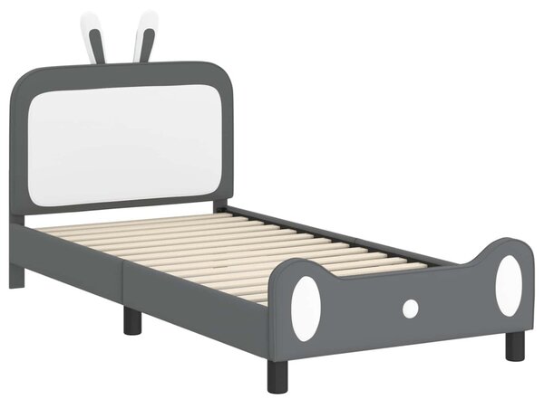 Gyerekágy kerettel fejtámlával Világosszürke 90 x 200 cm PU