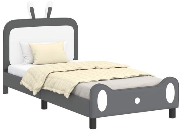 Gyerekágy kerettel fejtámlával Világosszürke 90 x 200 cm PU