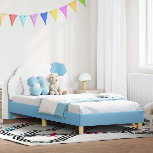 Gyerekágy kerettel fejtámlával Kék 80 x 200 cm PU