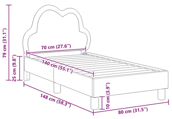 Gyerekágy keret fejtámlával fejtámlával Fekete 70 x 140 cm PU