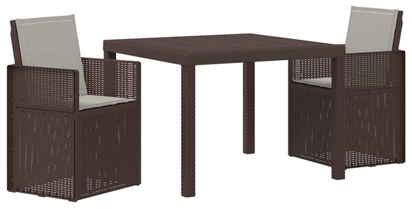 VidaXL Kert étkező szett párnával 3 pcs Barna és Világosszürke PP