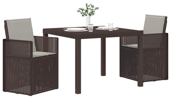 VidaXL Kert étkező szett párnával 3 pcs Barna és Világosszürke PP