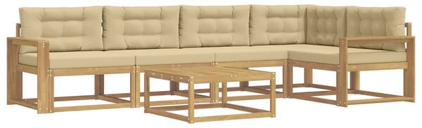 VidaXL Kültéri kanapé szett 6 pcs Fehér és Bézs 79 x 79 x 37 cm