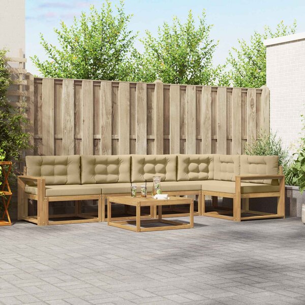 VidaXL Kültéri kanapé szett 6 pcs Fehér és Bézs 79 x 79 x 37 cm