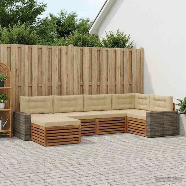VidaXL Kültéri kanapé szett párnával 6 pcs Természetes és bézs