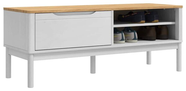 Előszoba pad fiókkal Fehér 115 x 40 x 45 cm Tömör fenyőfa