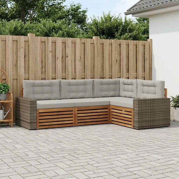 VidaXL Kültéri kanapé szett 4 pcs Természetes és Világosszürke