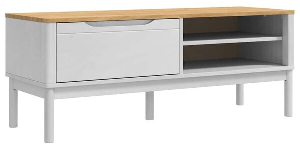 Előszoba pad fiókkal Fehér 115 x 40 x 45 cm Tömör fenyőfa