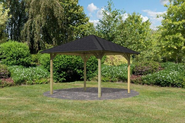 Karibu Cordoba fa kerti pavilon / fekete zsindelytetővel, 289 cm x 289 cm
