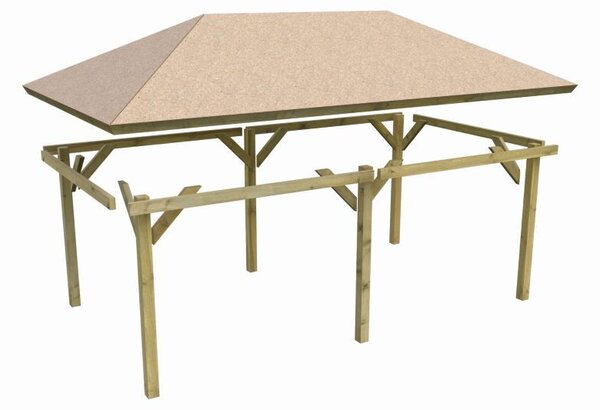 Karibu Perida fa kerti pavilon, fekete zsindelytetővel, 289 cm x 429 cm
