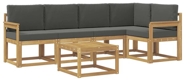 VidaXL Kültéri kanapé szett 6 pcs Fehér és Antracitszürke Tömör Akácfa